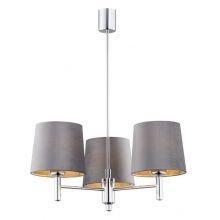 Bolzano żyrandol wiszący 3xE27 15W chrom + abażur szary